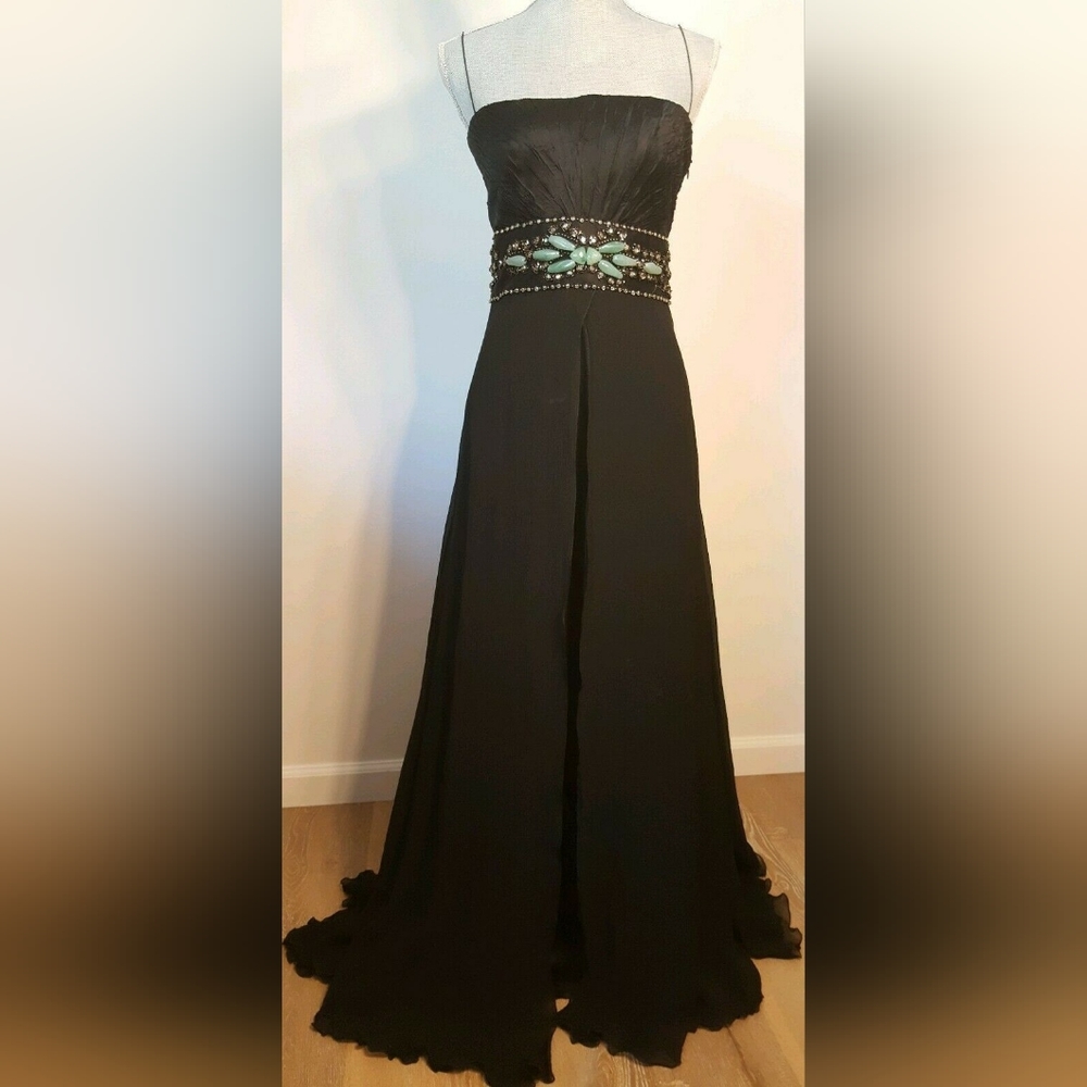 $4,000 CARLOS MIELE BEAUTIFUL BLACK SILK BEAD ESTABLISHED RUNWAY GOWN DRESS S 6